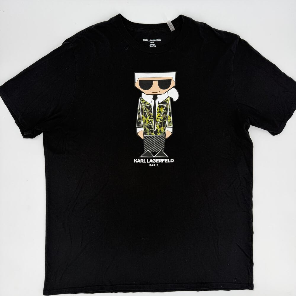 Karl Lagerfeld Paris Men's XL Black Ikonik Doll Graphic T-Shirt Designer Tee